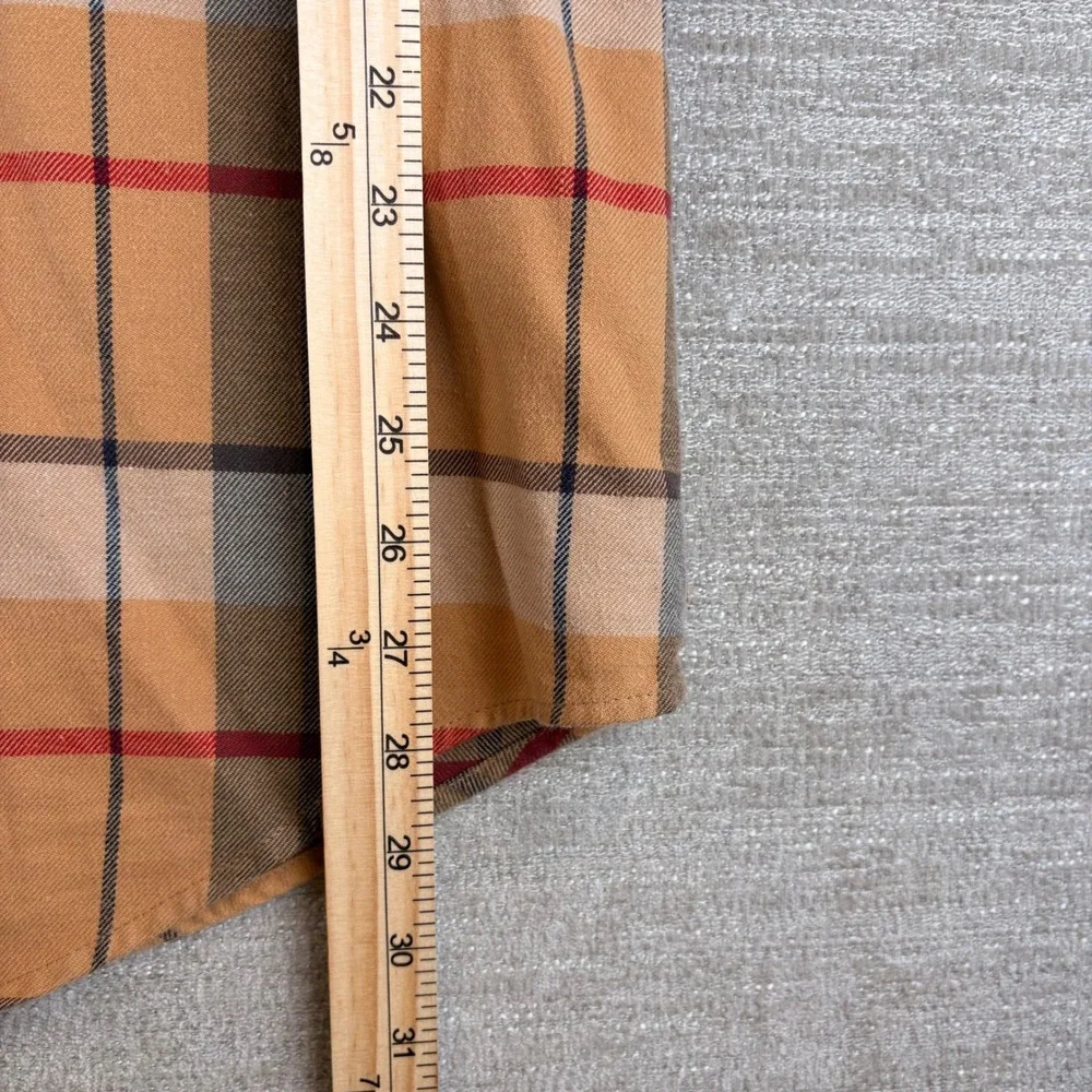 Mountain Khakis Teton Flannel Mens Large Tan Plaid Cotton Button Up Shirt EUC